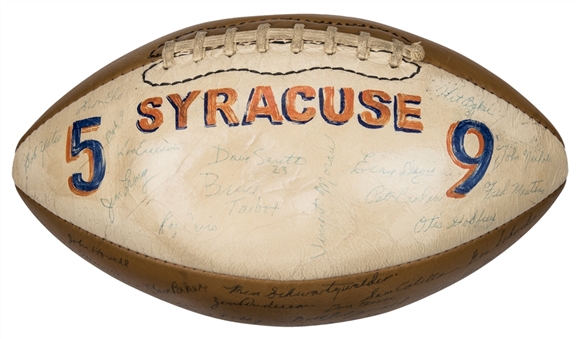1959 Syracuse Orangemen Team Signed Football With 41 Signatures Including Davis, Schwartzwalder & Schwedes (Beckett)